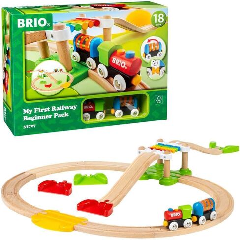 BRIO My First Railway – 33727 حزمة المبتدئين | مجموعة قطار لعبة خشبية للأطفال بعمر 18 شهرًا فما فوق in Saudi Arabia