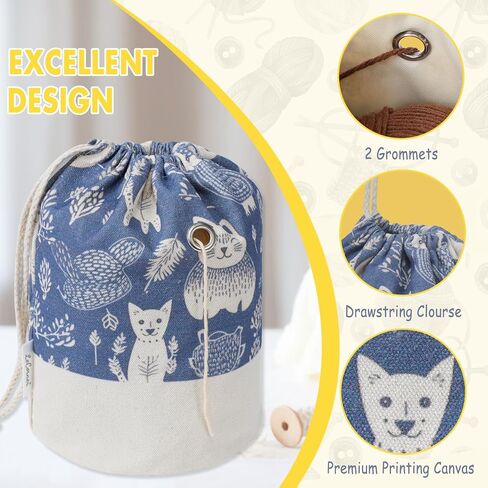 Yarn Bag, Large Crochet Bag Organizer, Drawstring Yarn Storage Knitting Bags, Portable Mini Yarn Holder for Crocheting Project, Store Skein Ball, Needles Accessories in Saudi Arabia