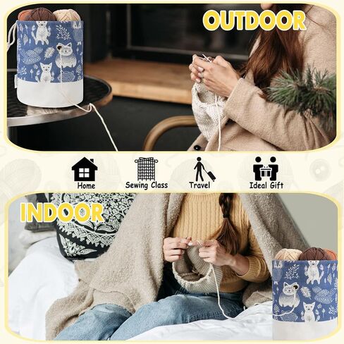Yarn Bag, Large Crochet Bag Organizer, Drawstring Yarn Storage Knitting Bags, Portable Mini Yarn Holder for Crocheting Project, Store Skein Ball, Needles Accessories in Saudi Arabia