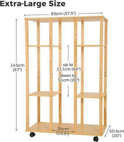 VISWIN Extra-Large Wood Print Rack, Art Display Rack with Rolling Casters, 7 Adjustable Heights, Perfect for Storage & Display for Canvas, Artwork, Prints, Panels, Posters, Art Shows & Galleries in Kuwait