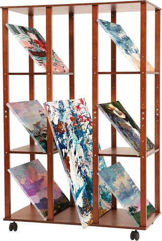 VISWIN Extra-Large Wood Print Rack, Art Display Rack with Rolling Casters, 7 Adjustable Heights, Perfect for Storage & Display for Canvas, Artwork, Prints, Panels, Posters, Art Shows & Galleries in Kuwait