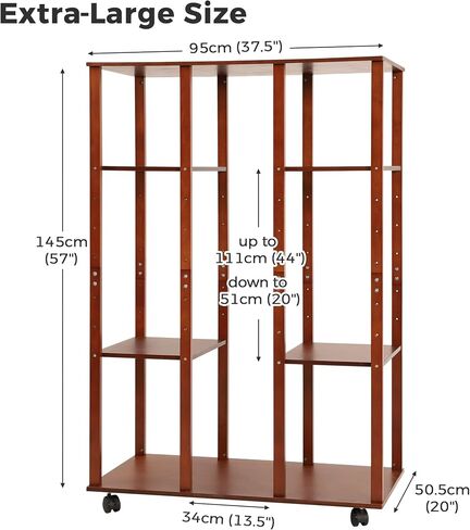 VISWIN Extra-Large Wood Print Rack, Art Display Rack with Rolling Casters, 7 Adjustable Heights, Perfect for Storage & Display for Canvas, Artwork, Prints, Panels, Posters, Art Shows & Galleries in Kuwait