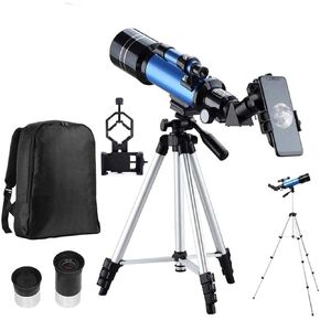Portable 70mm Aperture 400mm Astronomical Refractor Telescope, 20X-200X Magnification, with Tripod, Phone Adapter & Carry Bag in Kuwait