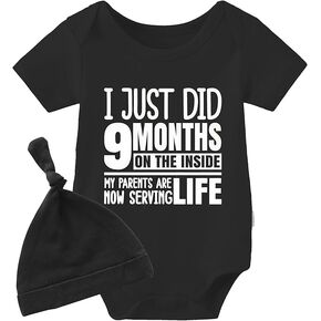 YSCULBUTOL Baby Twins Bodysuits I Just Did 9 Months On The Inside Cute Unisex Romper Infant Twin Outfits With Hat in Saudi Arabia