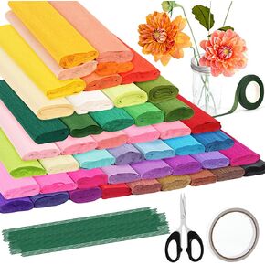 Srapwati 8 Rolls Crepe Paper, 9.8 x 98 Inch Wide Crepe Paper for Flower Making, 8 Colors Crepe Paper Party Decorations for DIY Gift Wrapping Paper Crafts and Birthday, Wedding, Festivals Decorations in Kuwait