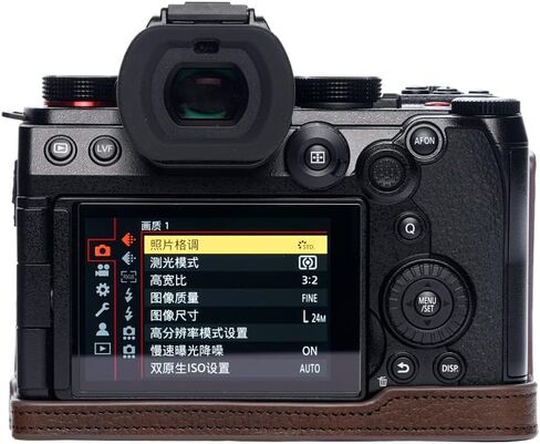 علبة كاميرا S5 II ، غلاف حقيبة حقيبة من الجلد المصنوع يدويًا من الجلد الحقيقي لـ Panasonic Lumix S5 Mark II S5II ، إصدار فتحة + حزام يدوي (القهوة) in Saudi Arabia
