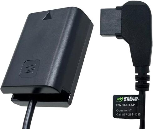 WASABI Power DCC-FW50 DUMMENT DC DC ANDIDE مع إدخال D-TAP لـ Sony AC-PW20 NP-FW50 و Sony Alpha A7R II A7S II A37 A55 A6000 A6100 A6300 A6400 A6500 NEX-5 NEX-6 NEX-7 RX10 III III III III in Saudi Arabia