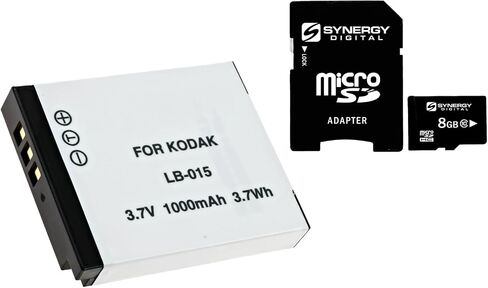 تشمل مجموعة التآزر الرقمية التآزر ، المتوافقة مع كاميرا Kodak Pixpro WPZ2 الرقمية: بطارية SDLB015 ، بطاقة ذاكرة SY-MSD8GB in Saudi Arabia