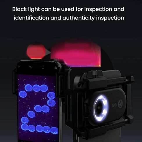 Yunseity 200x عدسة مجهر الهاتف الذكي المحمول مع ضوء LED ، عدسة Micro Nanozoom ، على عدسة التكبير مع مرشح CPL لنظام التشغيل iOS لنظام Android in Kuwait