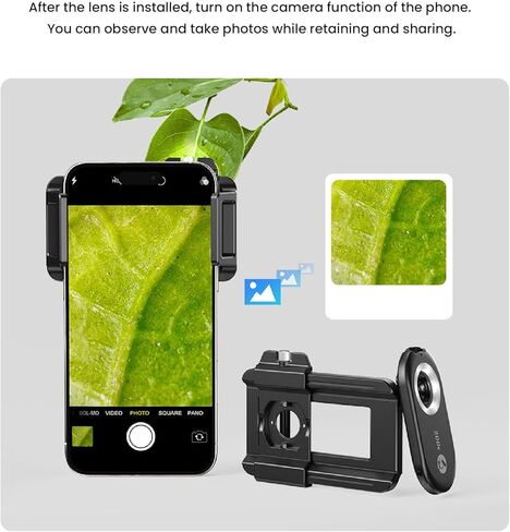 Yunseity 200x عدسة مجهر الهاتف الذكي المحمول مع ضوء LED ، عدسة Micro Nanozoom ، على عدسة التكبير مع مرشح CPL لنظام التشغيل iOS لنظام Android in Kuwait