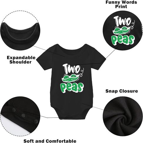 YSCULBUTOL Baby Twins Bodysuit Two Peas Ina Poo Newborn Toddler Outfits Cute Baby Clothes Unisex Romper With Hat in Saudi Arabia