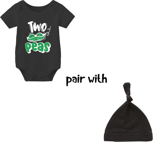 YSCULBUTOL Baby Twins Bodysuit Two Peas Ina Poo Newborn Toddler Outfits Cute Baby Clothes Unisex Romper With Hat in Saudi Arabia