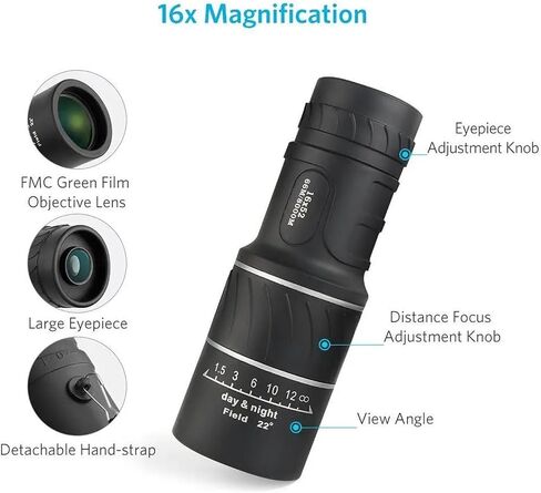 16x52 High Definition Monocular Telescope - Portable, Long Range, Sharp Images for Outdoor Sports, Camping, Travel in Saudi Arabia