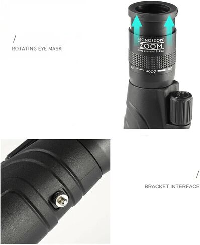 8-20x50 High-Power Zoom Monocular Telescope - Optical Glass, Hand Focus, FMC BAK4 Prism, Perfect for Hunting and Camping in Saudi Arabia