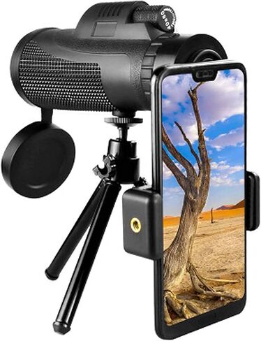 40x60 High Definition Monocular Telescope - BAK4 Prism, Waterproof, Fogproof, with Smartphone Holder and Tripod Compatibility for Wildlife and Bird Watching in Saudi Arabia