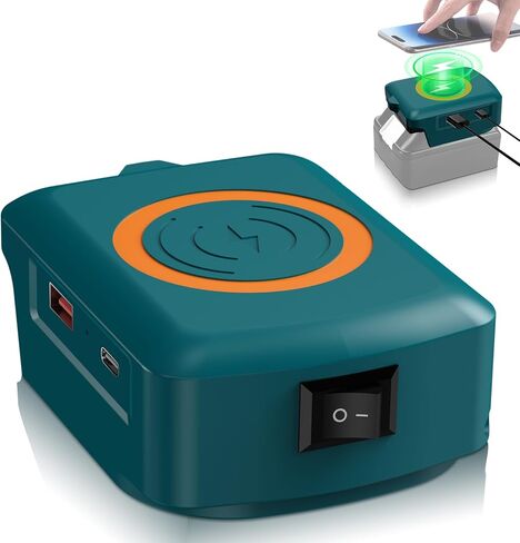 Fast Wireless Charger Adapter for Makita 18V Battery - with Type C & USB Output, Wireless Phone Charger (No Battery) in Kuwait
