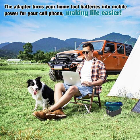 Fast Wireless Charger Adapter for Makita 18V Battery - with Type C & USB Output, Wireless Phone Charger (No Battery) in Kuwait