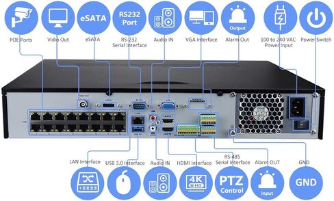 4K 32CH NVR DS-7732NXI-I4/16P/S 32 Recorder Poe Network Recorder ، قابس وتشغيل مضمن ، تسجيل دقة 12MP متكاملة (يمكن تحديث البرامج الثابتة) (HDD غير متضمن) in Kuwait