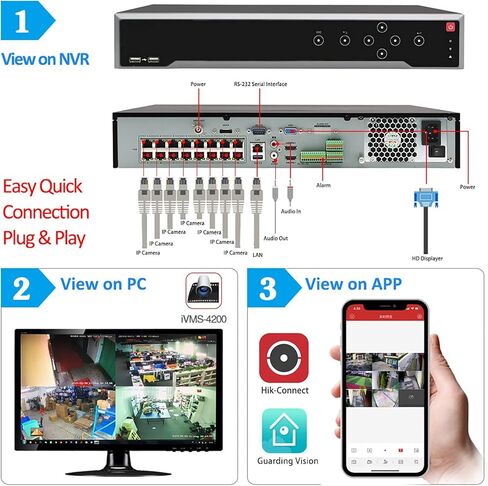4K 32CH NVR DS-7732NXI-I4/16P/S 32 Recorder Poe Network Recorder ، قابس وتشغيل مضمن ، تسجيل دقة 12MP متكاملة (يمكن تحديث البرامج الثابتة) (HDD غير متضمن) in Kuwait