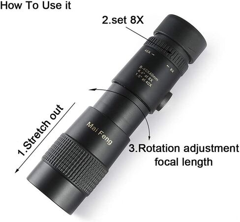 مناظير 8-40 × 40 تلسكوب أحادي الصبفة قابلة للسحب مكافأة ماء BAK4 Professional Ed Glass مع مقطع هاتف ثلاثي القوائم in Saudi Arabia