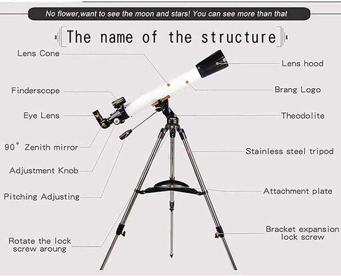 High Power 270X Astronomical Refractor Telescope, 70mm Optics, Monocular Design with Adjustable Tripod, Quick Setup, Multi-Layer Coated Lens for Indoor/Outdoor Stargazing in Saudi Arabia