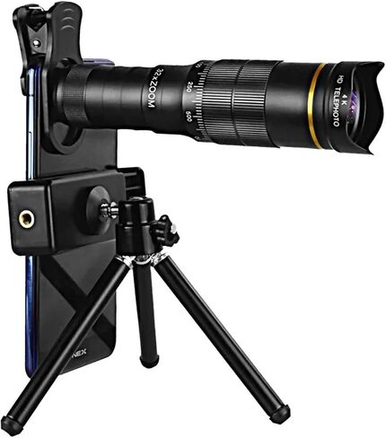 4K Professional Telescope Monocular with 32x Zoom - HD Zoom Phone Lens Camera Telephoto, Metal Tripod, Ideal for Tourism and Camping, Ensures Sharp Images in Saudi Arabia
