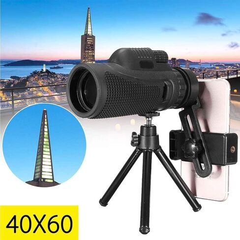 تلسكوب أحادي العين عالي الطاقة ، 40 × 60 تكبير ، ورؤية منخفضة الضوء ، والتقاط الصور ومقاطع الفيديو ، والهواتف الذكية متوافقة in Saudi Arabia