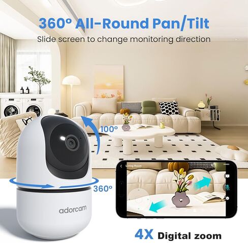 كاميرا داخلية للأمن المنزلي: 5G & 2.4G WIFI 2K 360 ° PAN TILT CAMERT مع 2 Way Audio Vision Phone Phone App مراقبة فيديو لمراقبة شقة غرفة المنزل مراقبة الطفل PET Dog Cat in Kuwait