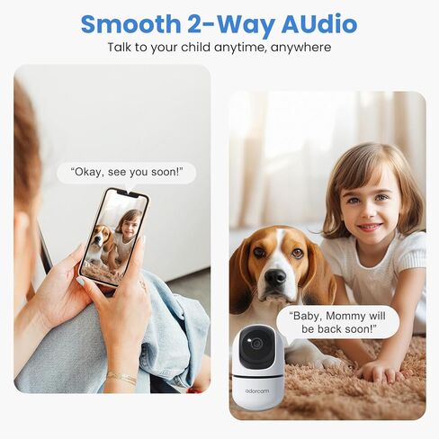 كاميرا داخلية للأمن المنزلي: 5G & 2.4G WIFI 2K 360 ° PAN TILT CAMERT مع 2 Way Audio Vision Phone Phone App مراقبة فيديو لمراقبة شقة غرفة المنزل مراقبة الطفل PET Dog Cat in Kuwait