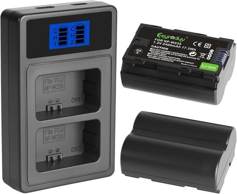 NP-W235 Battery 2Pack and Charger 4080mAh Set for Fujifilm X-T5, X-T4, Double Slot NP-W235 Battery Charger for Fujifilm X-T5, X-T4, VG-XT4, X-S20, GFX50S II, GFX100S, X-H2, X-H2S (NP-W235) in Kuwait