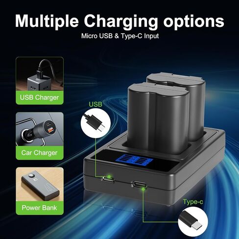 NP-W235 Battery 2Pack and Charger 4080mAh Set for Fujifilm X-T5, X-T4, Double Slot NP-W235 Battery Charger for Fujifilm X-T5, X-T4, VG-XT4, X-S20, GFX50S II, GFX100S, X-H2, X-H2S (NP-W235) in Kuwait