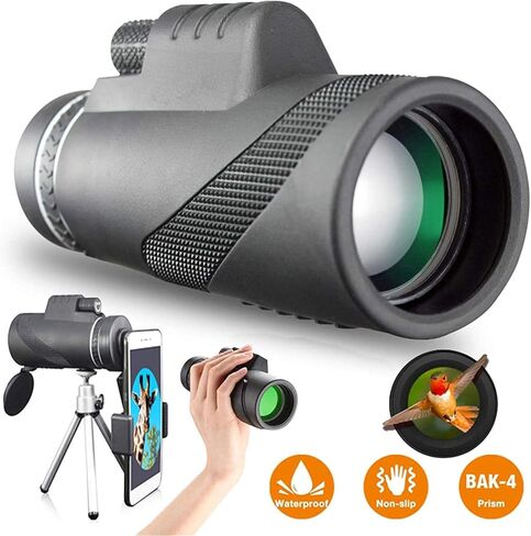 40 × 60 تلسكوب أحادي HD HD HD HD مع حامل الهواتف الذكية وترايبود - تكبير ، مقاوم للماء ، نطاق إضاءة منخفضة للطيور والتخييم in Saudi Arabia