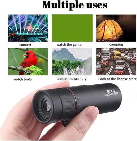 2000x25 HD Monocular Telescope with Phone Camera Adapter - Ideal for Bird Watching, Hunting, Hiking, Camping, Wildlife - Sharp Images in Saudi Arabia