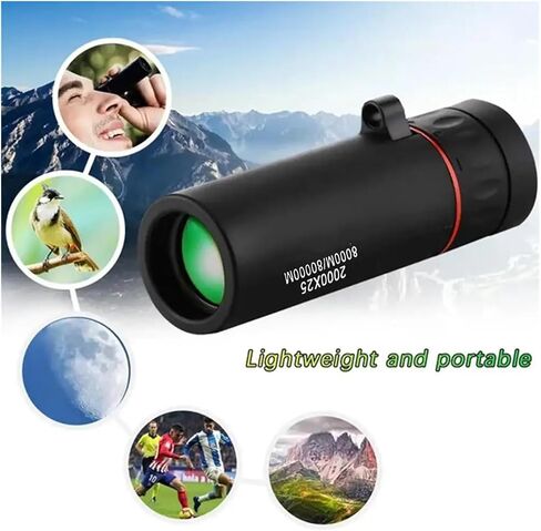 2000x25 HD Monocular Telescope with Phone Camera Adapter - Ideal for Bird Watching, Hunting, Hiking, Camping, Wildlife - Sharp Images in Saudi Arabia