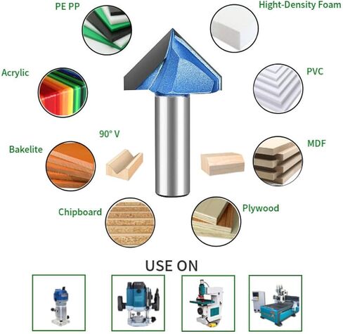 V-Groove Router بتات 90 درجة مع 1/2 "شانك ، قطع 70 ملم ديا. in Kuwait