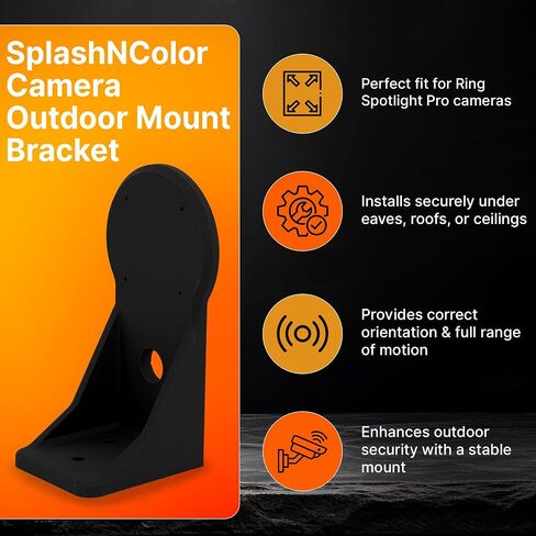 كاميرا splashncolor قوس التثبيت في الهواء الطلق ، متوافقة مع حلقة الأضواء Pro - حامل أمان لاسلكي للجدار الخارجي - الملحقات للمنزل الخارجي ، يتصاعد تحت السقف ، ويشمل تثبيت الأجهزة in Kuwait