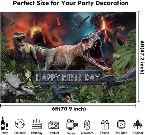 Sensfun Dinosaur عيد ميلاد سعيد Banner Banner Boy Kids Dino موضوع عيد ميلاد حفلة التصوير الفوتوغرافي غابة الديناصور in Saudi Arabia