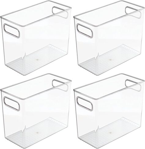 mDesign Tall Plastic Storage Organizer Container Bin, Office Organization for Filing Cabinet, Cupboard, Shelves, and Desk - Holds Notepads, Pens, Pencils, Highlighters, Ligne Collection, Clear in Kuwait
