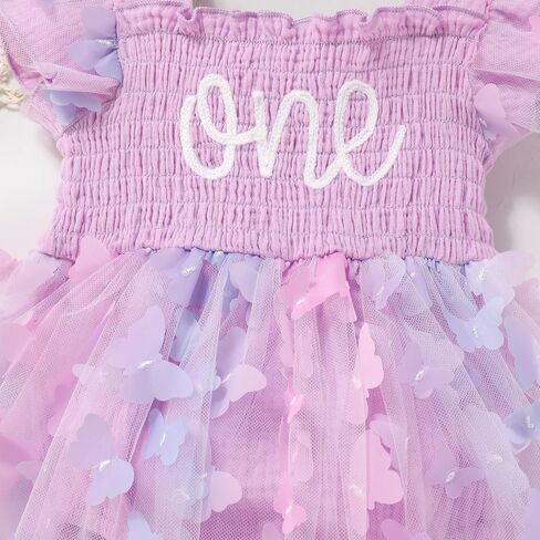 Odasdo Baby Girls First First Birthday Withfit Sqaure Neck Fly Fly Sleeve Tulle Tutu Romper Dress in Saudi Arabia