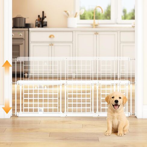 Adjustable Dog Gate - 13-22 Inch Height, 18-43 Inch Width Extension - No Drill Pet Gate for Doorways, Stairs, Puppies & Toddlers - Heavy Duty Metal Safety Gate in Kuwait