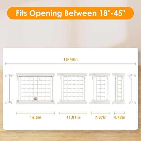 Adjustable Dog Gate - 13-22 Inch Height, 18-43 Inch Width Extension - No Drill Pet Gate for Doorways, Stairs, Puppies & Toddlers - Heavy Duty Metal Safety Gate in Kuwait