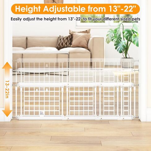 Adjustable Dog Gate - 13-22 Inch Height, 18-43 Inch Width Extension - No Drill Pet Gate for Doorways, Stairs, Puppies & Toddlers - Heavy Duty Metal Safety Gate in Kuwait