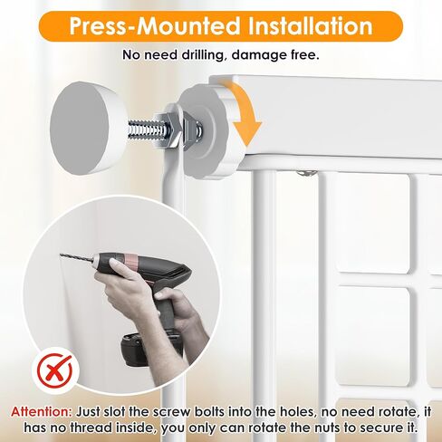 Adjustable Dog Gate - 13-22 Inch Height, 18-43 Inch Width Extension - No Drill Pet Gate for Doorways, Stairs, Puppies & Toddlers - Heavy Duty Metal Safety Gate in Kuwait