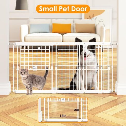 Adjustable Dog Gate - 13-22 Inch Height, 18-43 Inch Width Extension - No Drill Pet Gate for Doorways, Stairs, Puppies & Toddlers - Heavy Duty Metal Safety Gate in Kuwait