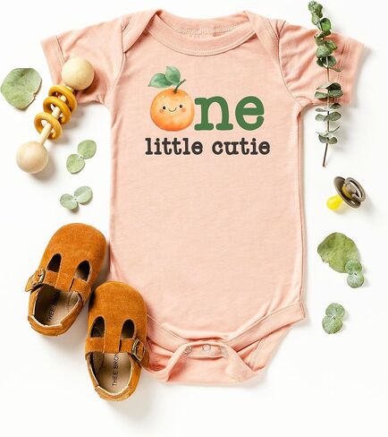 One Little Cutie Orange Theme Birthday Bodysuit & Matching Family Birthday Shirts-Sold Individually in Saudi Arabia