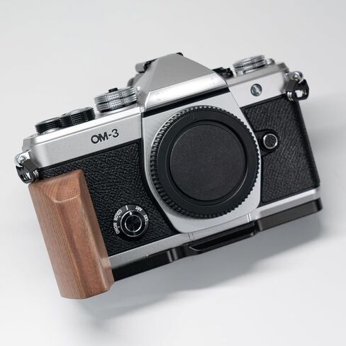 مقبض الكاميرا على شكل حرف L ， متوافق مع نظام OM-3 كاميرا ， الخشب الصلب عتيق ثمين | مصنوع يدويًا من قبل الحرفيين ذوي الخبرة (الفضة من أصل أفريقي) in Kuwait