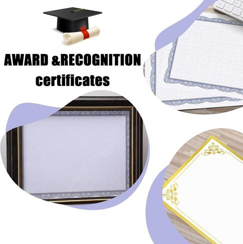 300 Sheets Award Certificate Paper with Border 8.5 x 11 Inches Certificate Blank Paper Bulk Letter Size Diploma Paper for Graduation School Office Award, Laser and Inkjet Printer Compatible (Gold) in Saudi Arabia