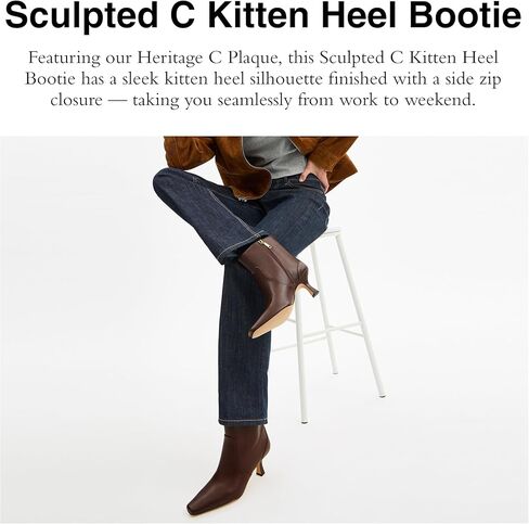 تدريب Coach Women’s Sculpted C Hitten Heel Bootie Fashion Boot in Kuwait