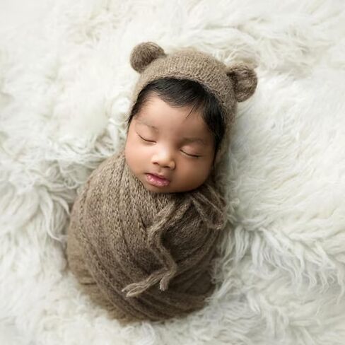 Newborn Baby Photography Prop Outfits Bear Hat Blanket Set Infant Baby Wrap in Saudi Arabia