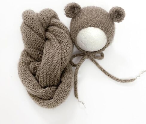 Newborn Baby Photography Prop Outfits Bear Hat Blanket Set Infant Baby Wrap in Saudi Arabia